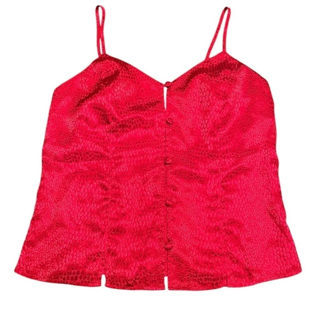 2 pc Valerie Stevens Metallic Red Animal Print Camisole Short Pajama Set Size S - Picture 3 of 11
